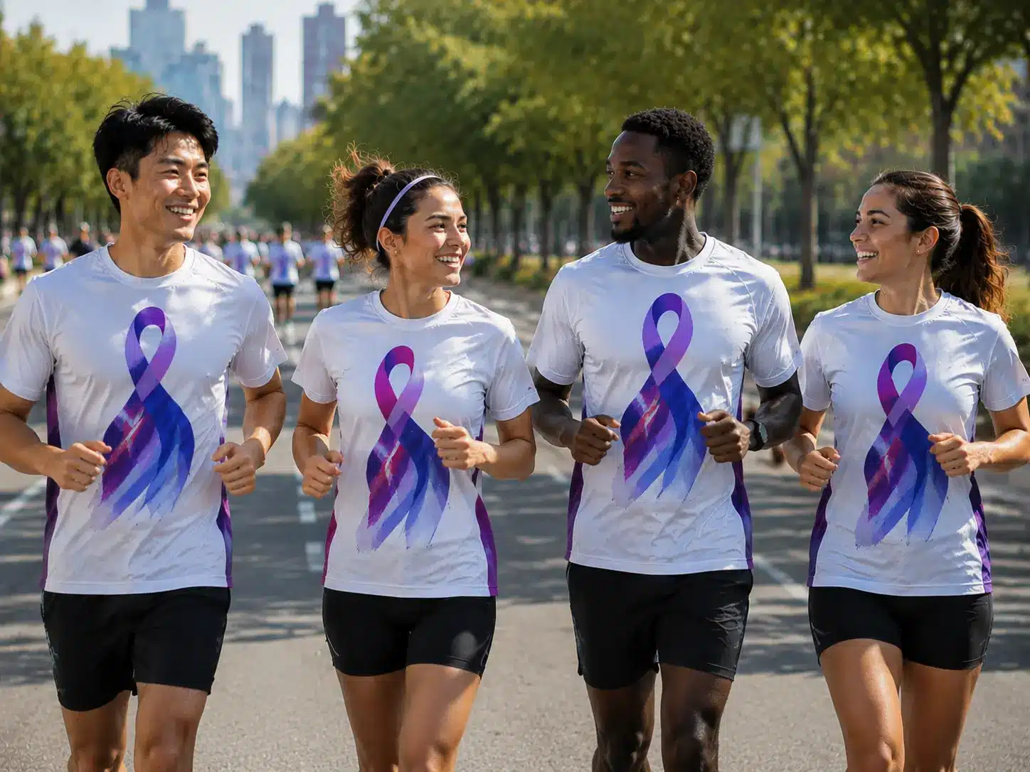 Thousands of Runners Wearing Same Sublimated Charity T-Shirts